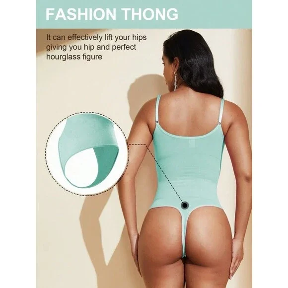One Piece Tummy Control Seamless Thong Bodysuit Shaping Tank Top Slimming Mint M - Picture 5 of 15